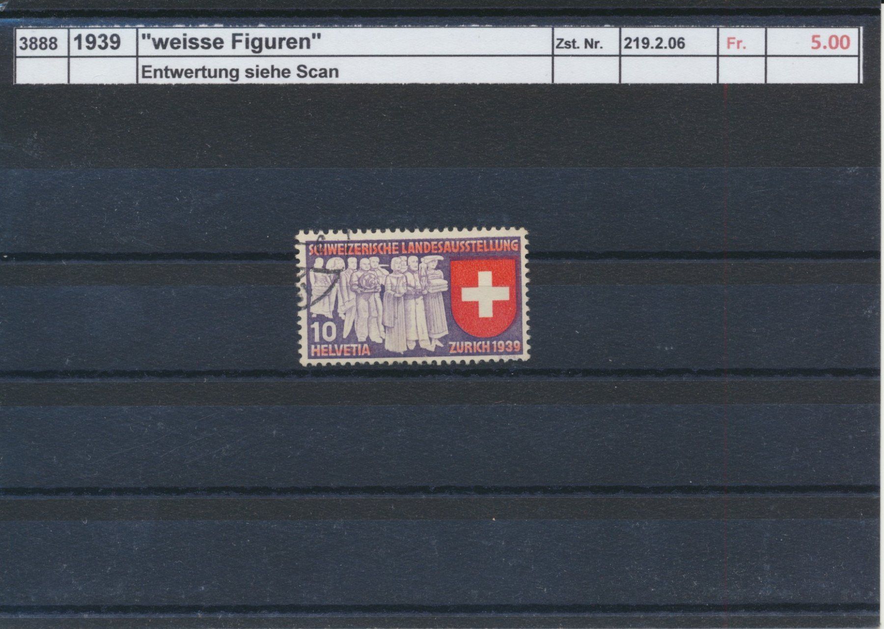 Tutti i francobolli: 1939 "weisse Figuren",  gestempelt – Usato da Winterthur venduto da Zupogeru