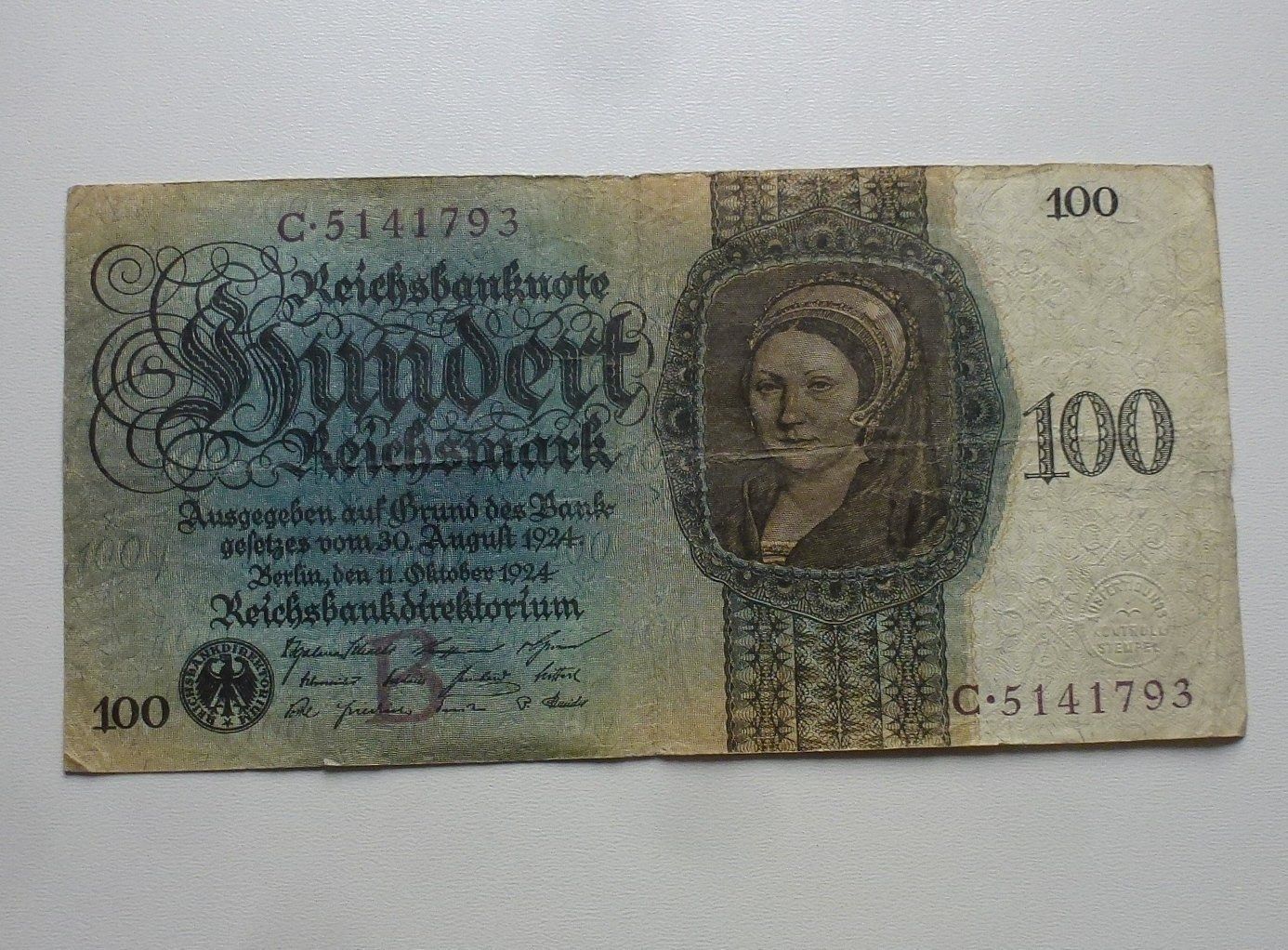 Banconote: DR ++ 100 Reichsmark 11. Okt. 1924 – Usato da Walkringen venduto da Casablanca777