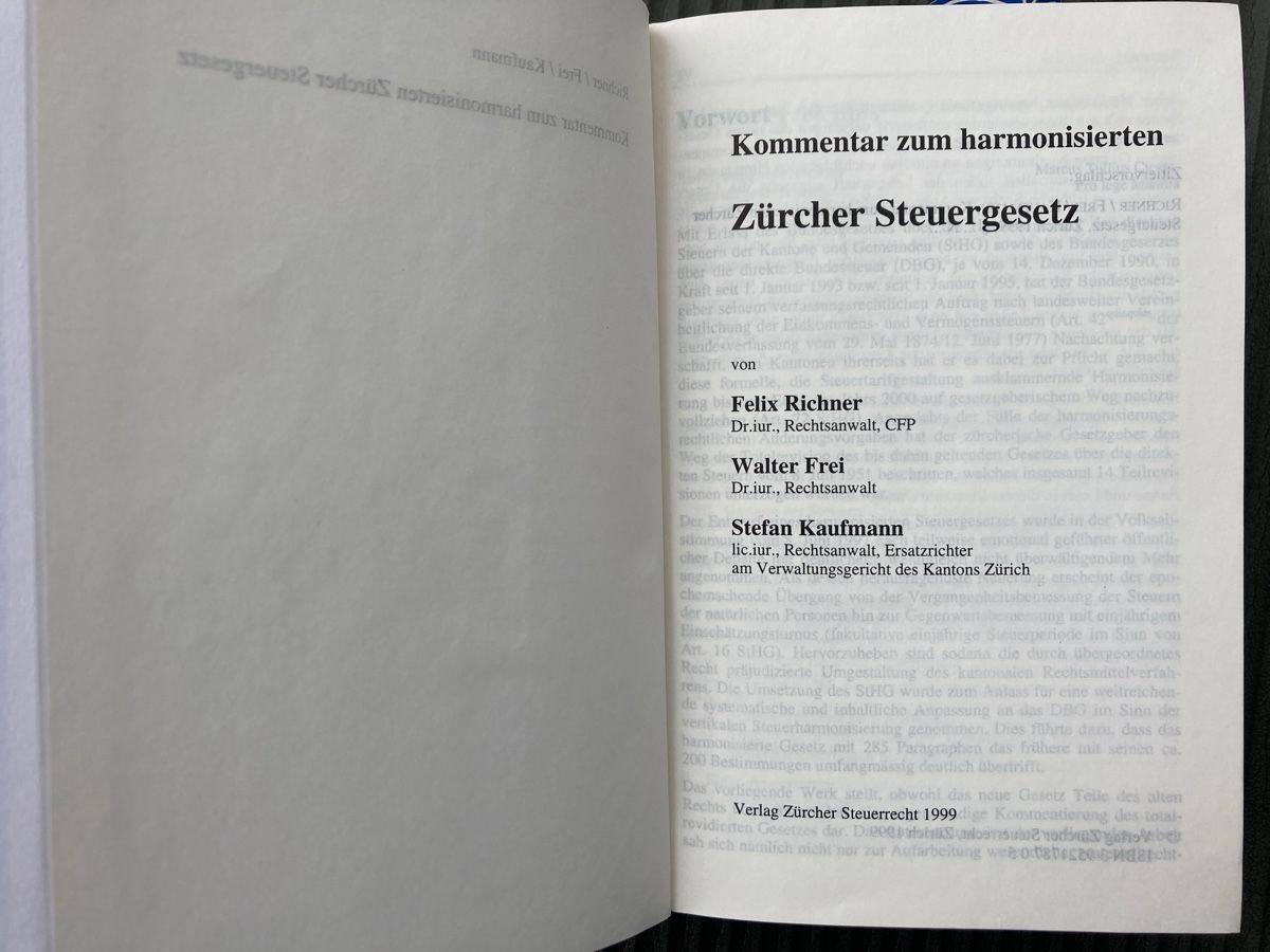 Bücher: Zürcher Steuergesetz Kommentar – Gebraucht aus Dübendorf von rappoport 1