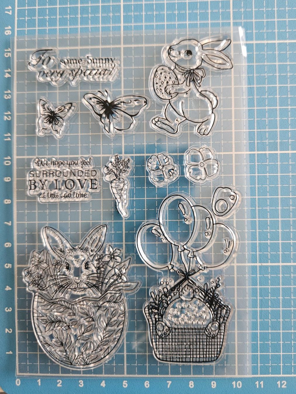 Stempel: Silikonstempel Nr. 953, Ostern, Hasen, Eier, Blumen – Neu und originalverpackt aus Gretzenbach von Fliegepilz56 1