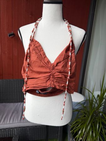 Zara Top, Orange, XS, mit Perlen