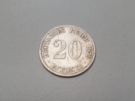 🇩🇪  Germany 20 Pfennig 1875 C - Silver. VF