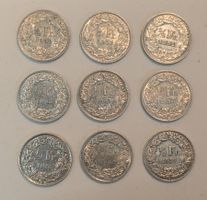 50 Rappen 1950, 51, 52, 53, 55, 56, 57, 58, 39 (Silber)