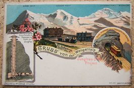 SCHLUMPF LITHO GRUSS VON DER WENGERNALP 1900