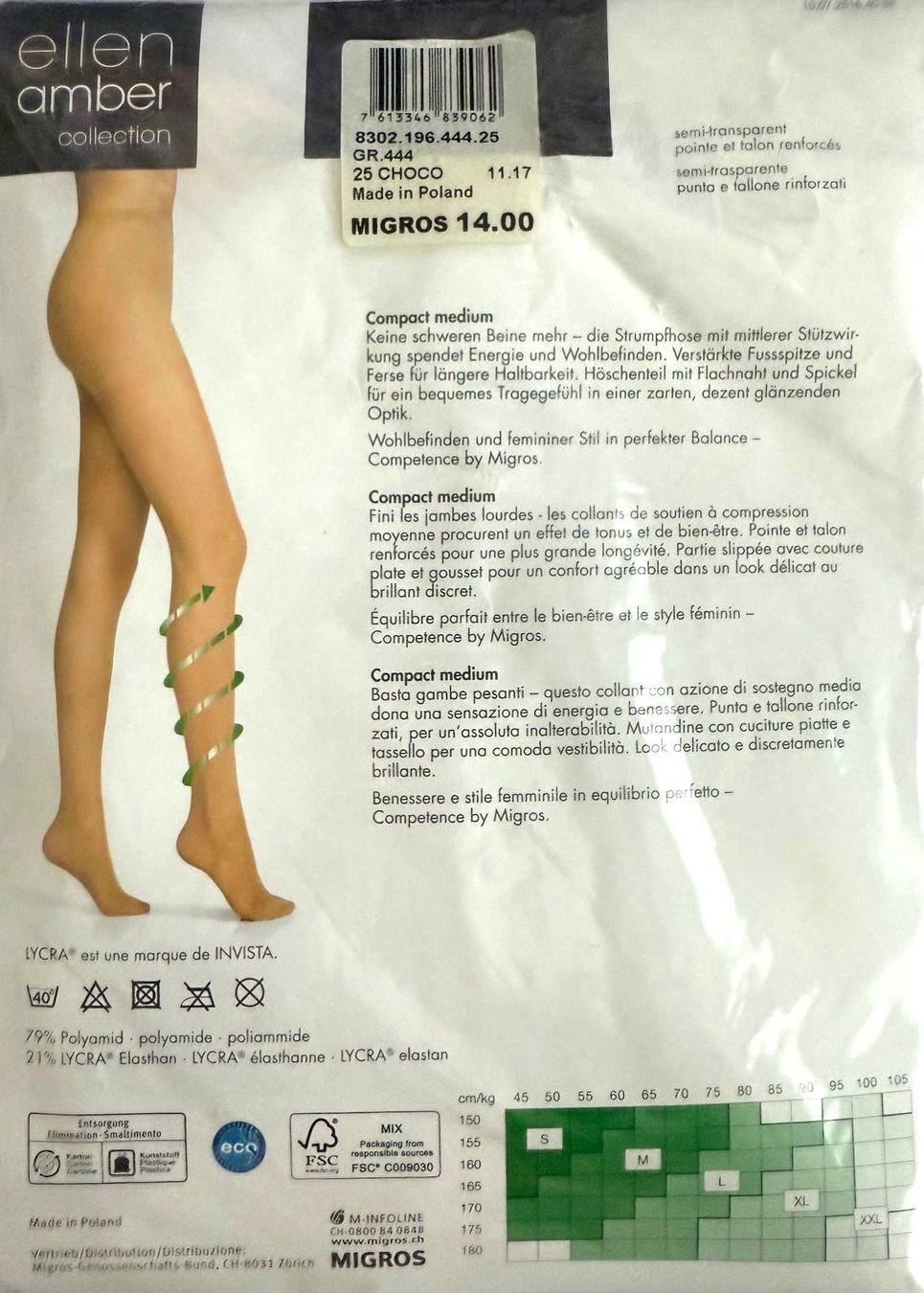 Ellen Amber Calze & Collant: Strumpfhose ellen amber Compact medium – Nuovo e nell'imballaggio originale da Menziken venduto da ABA60 1
