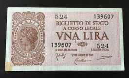 ITALIA, LUOGOTENENZA, BIGLIETTO DI STATO, 1 LIRA, 23.11.1944