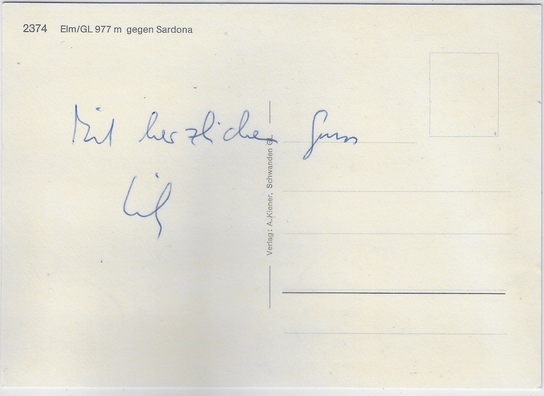 Cartoline postali: Elm GL gegen Sardona – Usato da Ettingen venduto da Kartenplanet 1