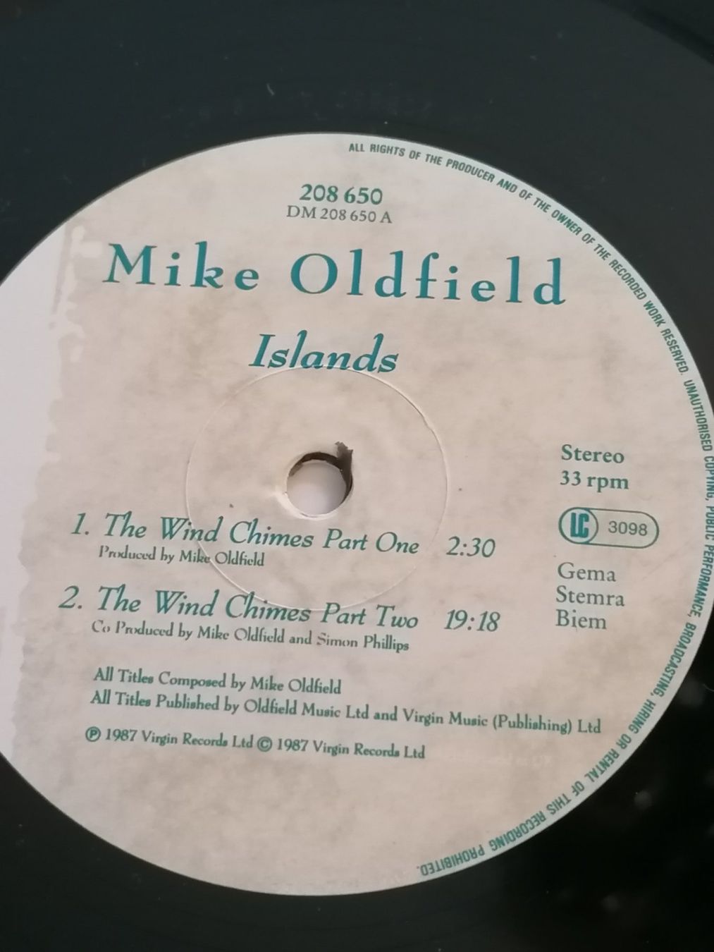 Schallplatten: LP - Mike Oldfield - Islands – Gebraucht aus Basel von vintagecollector 3