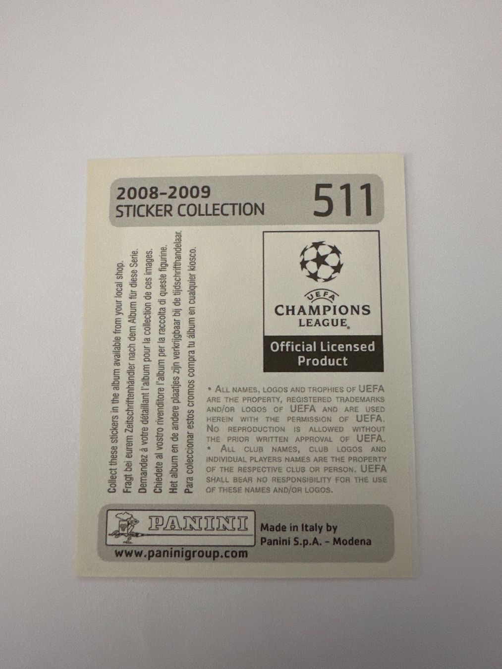 Panini Cartes à collectionner: Panini UEFA Champions League 2008-2009 - Nr. 511 – D'occasion à Sulz AG par DealWerk 1