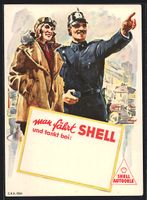 Shell Autooele, Dame neben einem Polizis