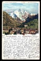 Litho Interlaken, Ortsansicht mit Jungfr