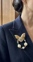 Broche vintage Rossi Bijoux – Nœud, perles et camée floral