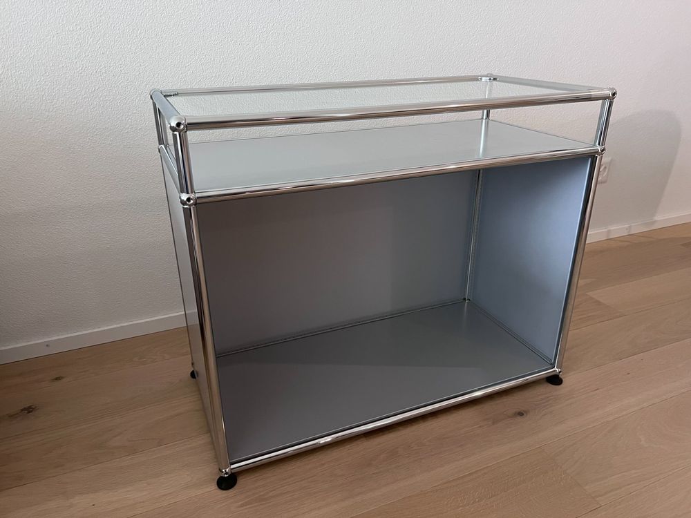 USM Haller Regal System, Mattsilber, Mit Glas | Kaufen Auf Ricardo