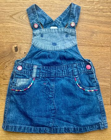 🐱💙 Jeans-Latzkleid mit Katzenmotiv – Gr. 80