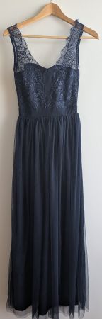 Abendkleid / Ballkleid, dunkelblau, Gr. 34, Tüll Spitze