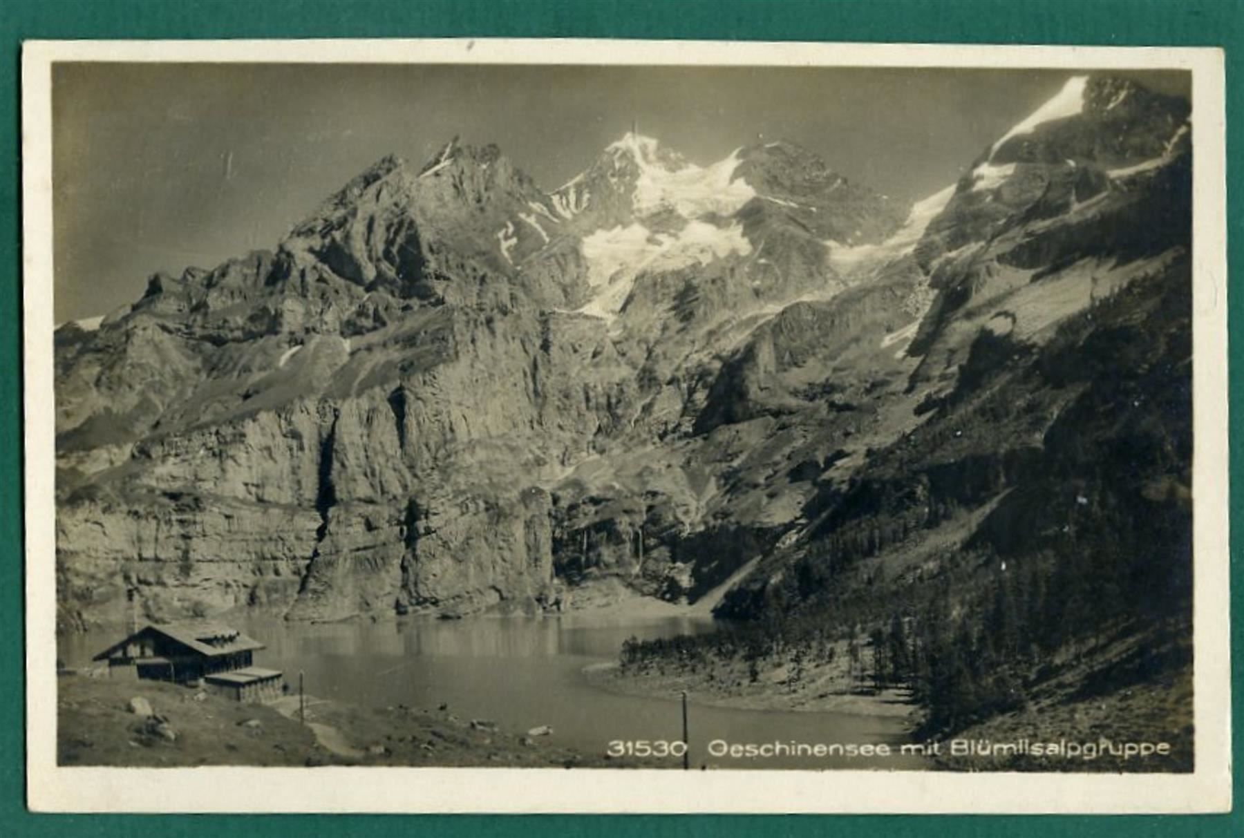 Ansichtskarten: Oeschinensee mit Blümlisalpgruppe, ungelaufen – Gebraucht aus Sargans von Hausi1951