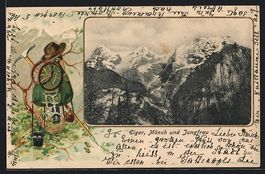 Passepartout-Lithographie Eiger, Bergpan