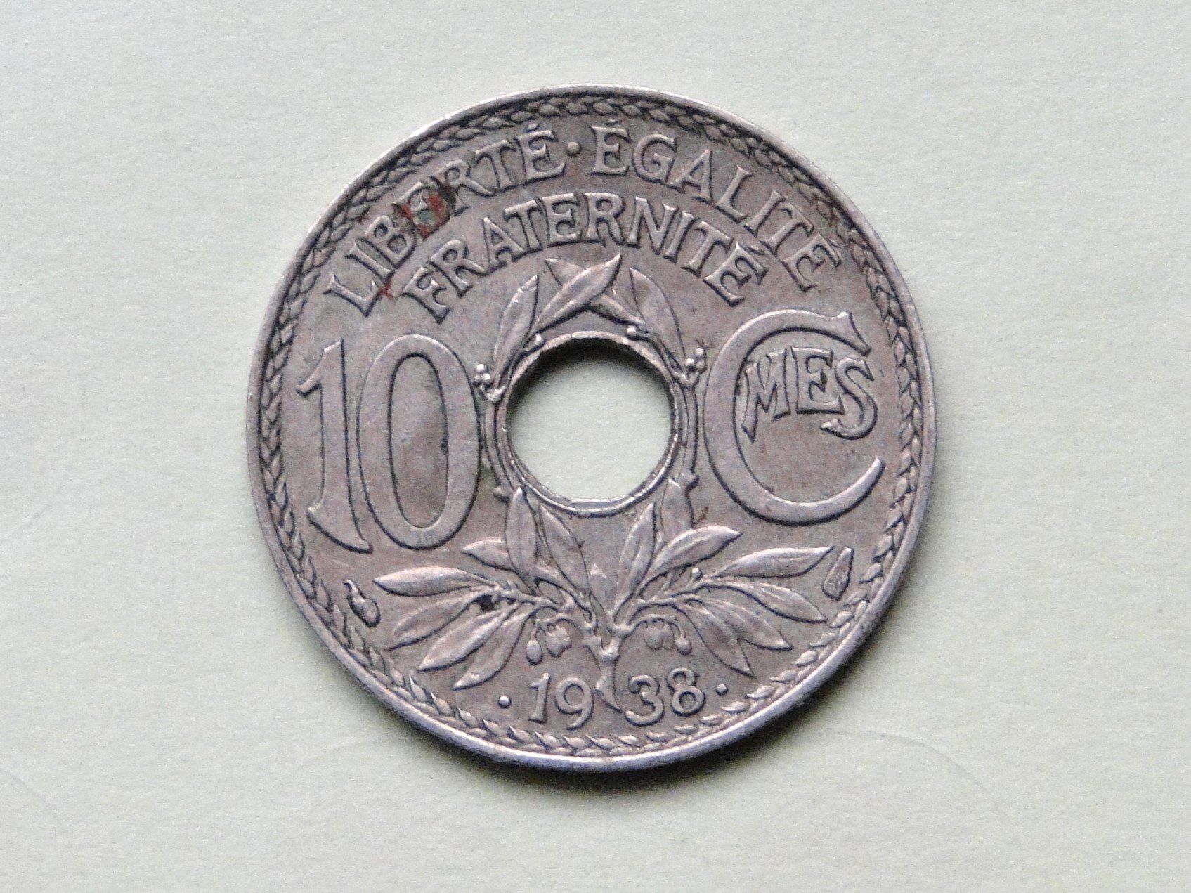 Tutti le monete: 10 Centimes France Lindauer .1938. – Usato da Killwangen venduto da cyrano56