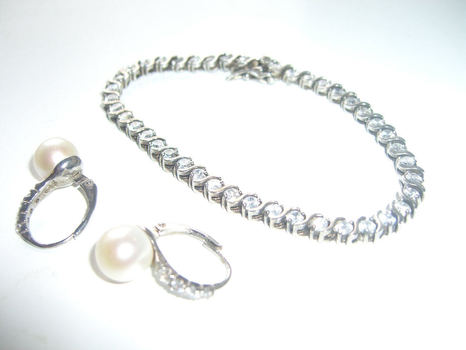 Bracciali & Braccialetti: funkelndes Armband+Ohrringe,925er Silber – Usato da Winterthur venduto da Gaia 3