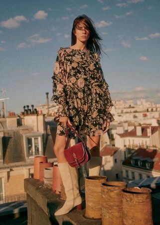 Sezane Lali Mini Floral Boho Dress Kleid