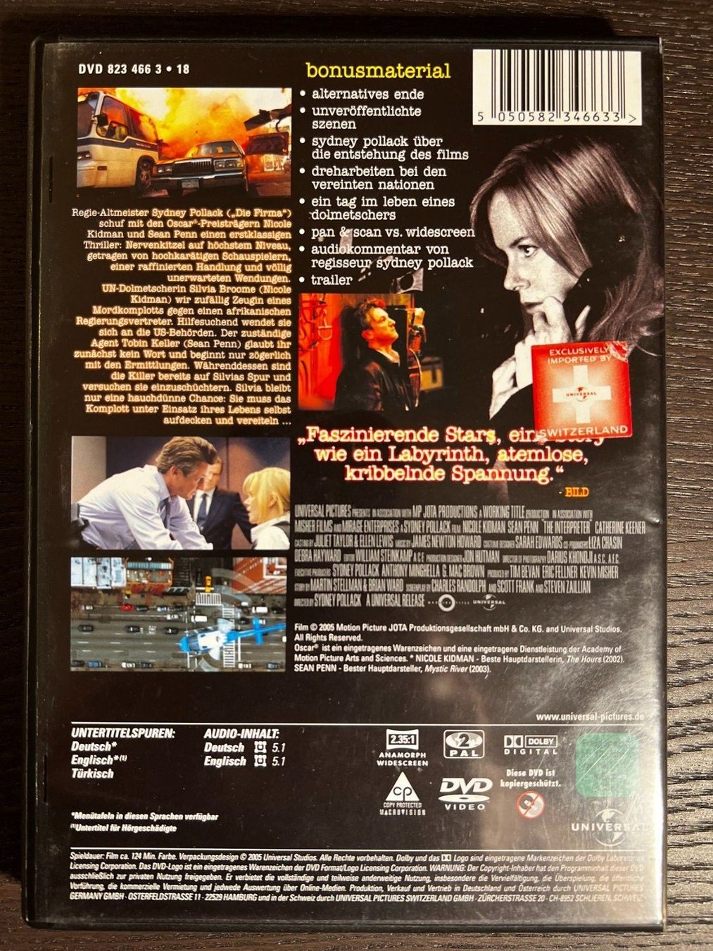 Alle DVDs: Die Dolmetscherin – Gebraucht aus Zürich von FilmFreunde 1