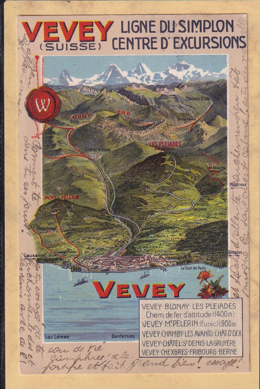 Cartes postales: Vevey - Ligne du Simplon - 1913 – D'occasion à Orvin par Pyaeschli
