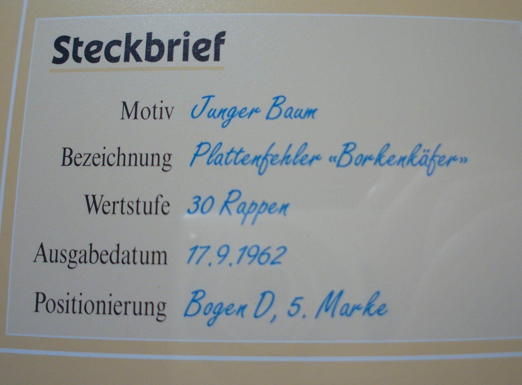 Alle Briefmarken: Abart Junger Baum 1962 **, "Borkenkäfer" – Gebraucht aus Niederwil AG von morostahu 2