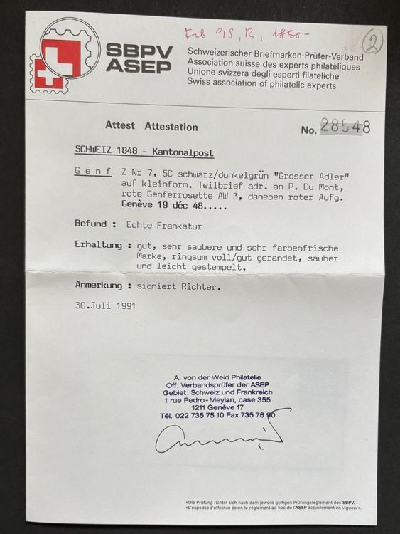 Tutti i francobolli: SCHWEIZ 1848 KANTONALPOST MIT ATTEST – Usato da Ostermundigen venduto da Wyatt-Earp 2