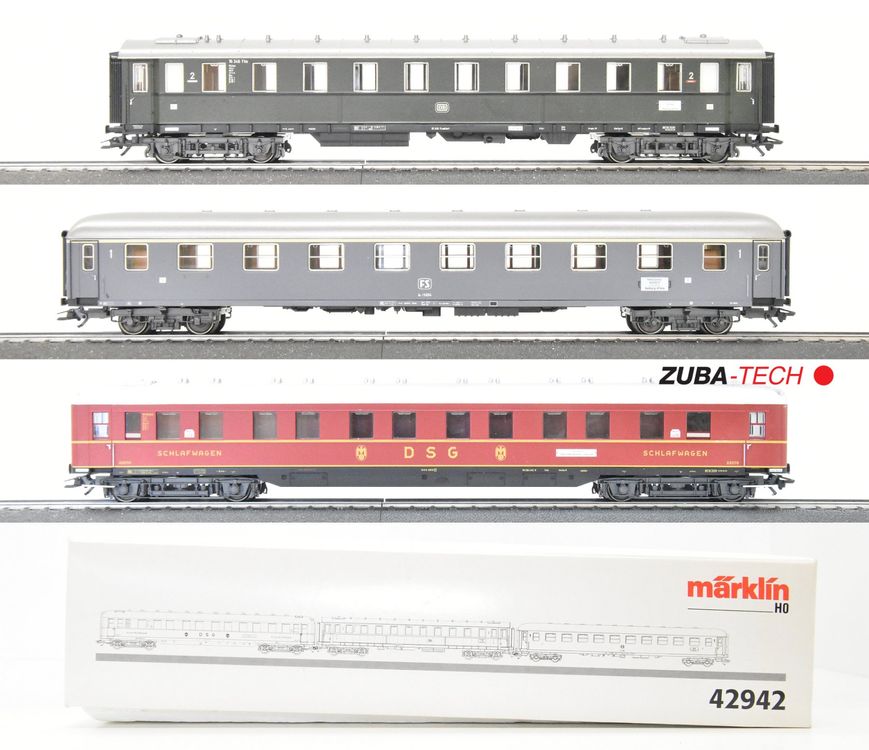 Märklin 42942 Personenwagen Set 3tlg DB/FS/DSG H0 WS mit OVP (Gebraucht
