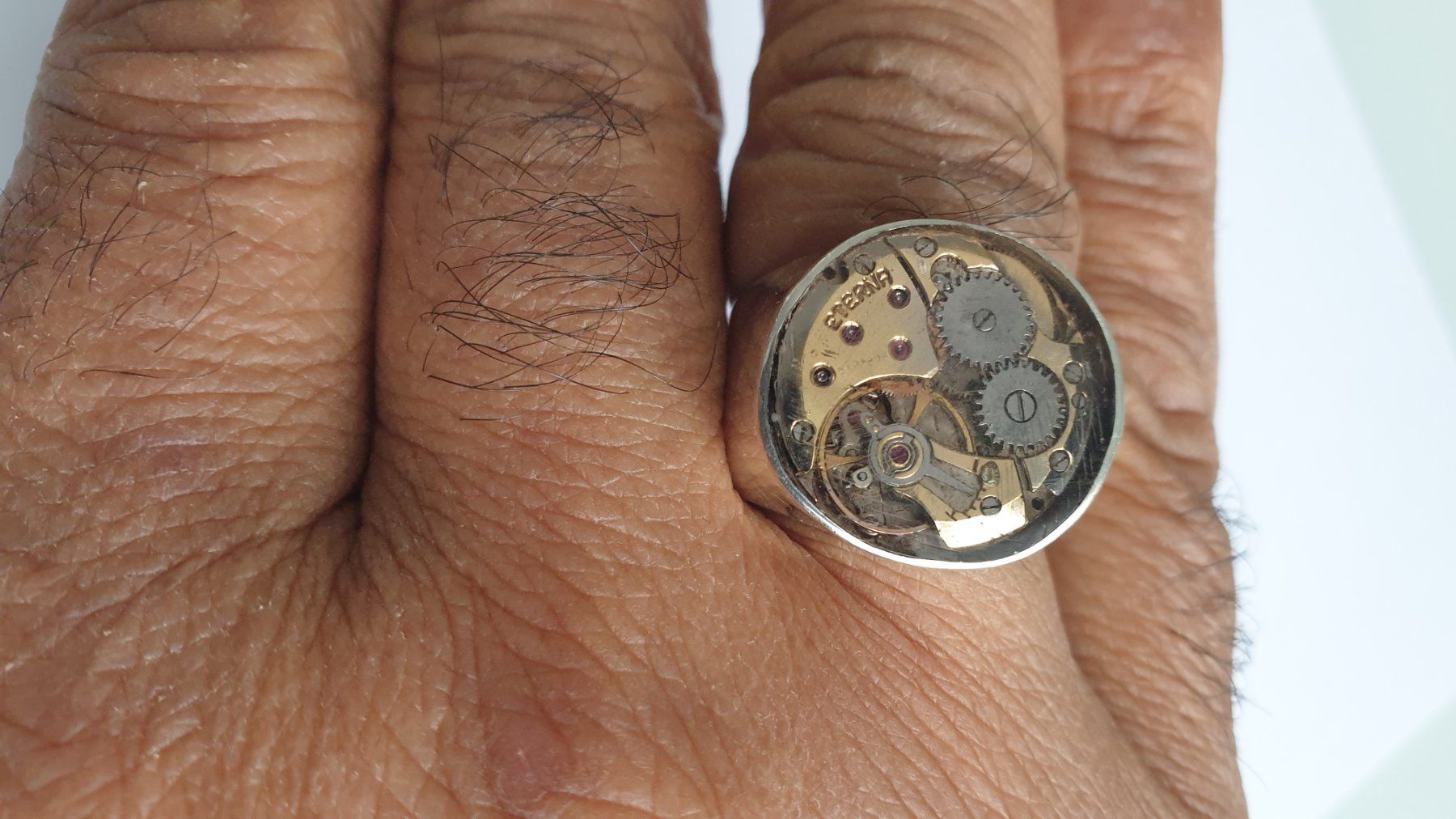 Ringe: Silberring mit mechanischen Uhrwerk hand made – Gebraucht aus Wettingen von Hc41 1