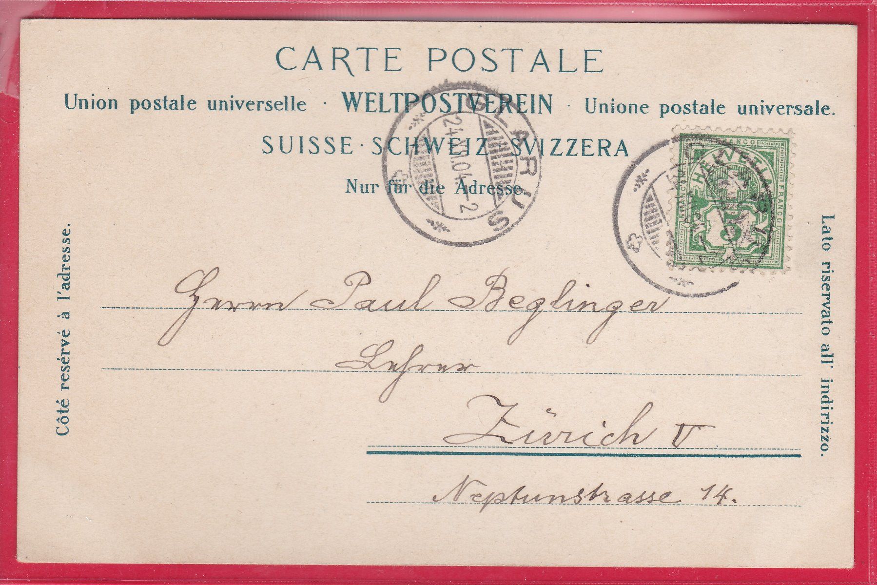 Cartoline postali: KLÖNTHALSEE UND GLÄRNISCH, 24.12.1904 – Usato da Oberrieden venduto da Gebirgsstelze 1
