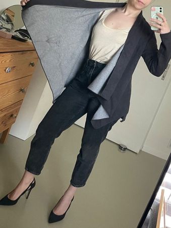 Graue zweifarbige Weste/Pulli mit langen Ärmeln ZARA Gr. M