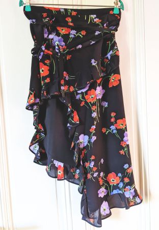 GILMAR : Longue jupe asymétrique 100% soie t. 38