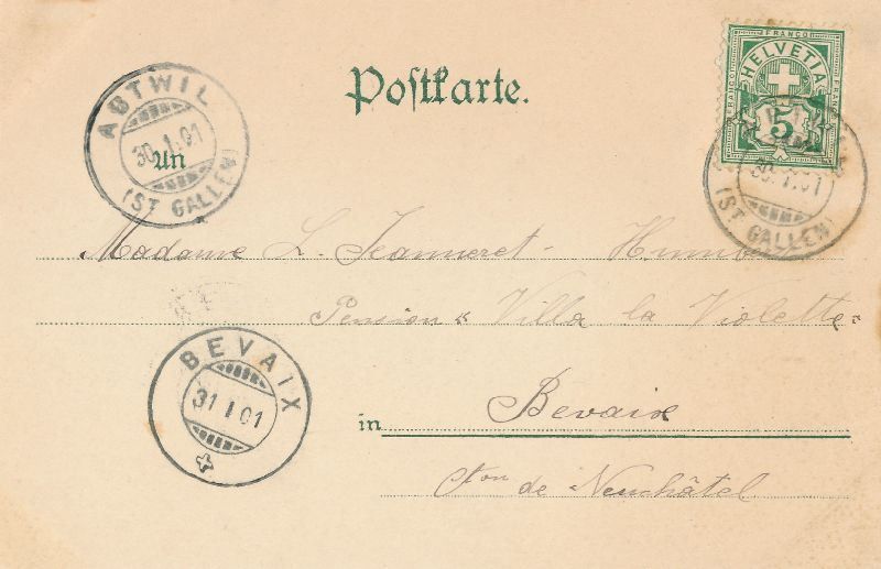 Cartoline postali: Abtwil - Gruss aus ... + 1901 – Usato da Emmenbrücke venduto da teestube 1