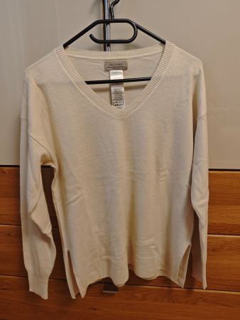 FALCONERI Kaschmir Pullover V-Ausschnitt Gr. S – Cremeweiss