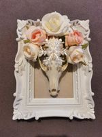 Einzelstück Bild Schädel Schneeflocke Rose barock antik look