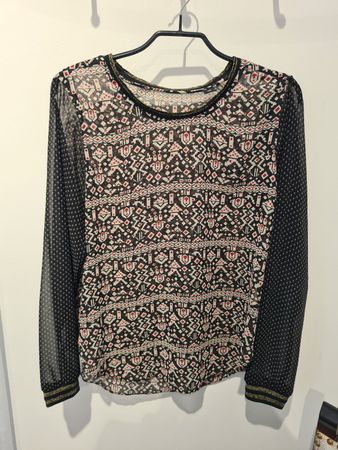 Bluse Grösse 2 Muster schwarz rot langarm guter Zustand