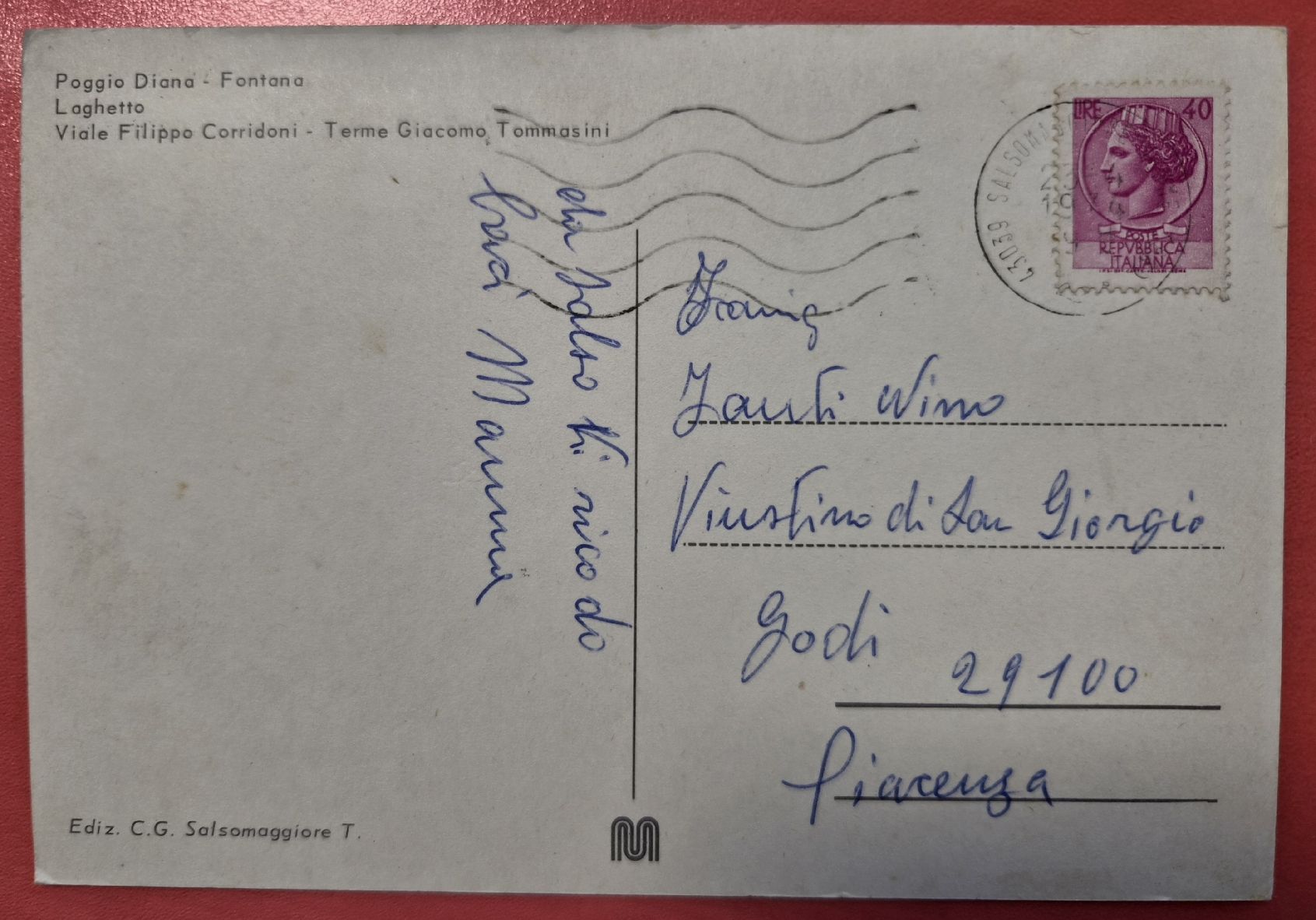 Cartoline postali: Salsomaggiore Terme Fontana 1974 – Usato da Melchnau venduto da Arthurius 1