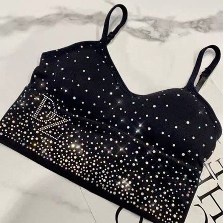 NEUER schwarzer Strass Bustier mit BH Pads Gr XS/S - 222719