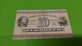Dänemark 10 Kronen Geldschein, 1952, Top Zustand!
