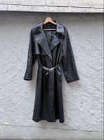 Langer Mantel Kunstleder schwarz Gr. M
