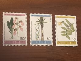 Elfenbeinküste Briefmarken Orchideen, 3er Set, Top Zustand