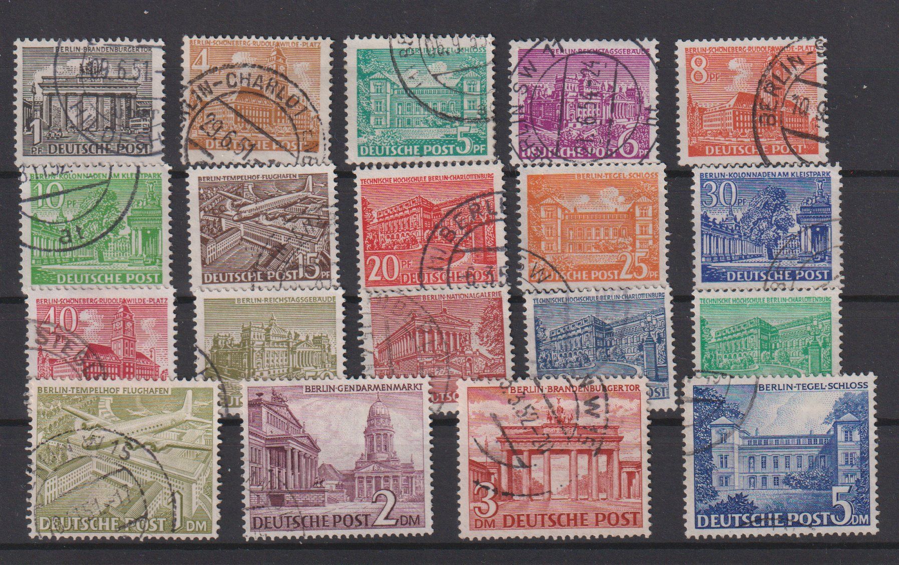 Tutti i francobolli: Berlin Serie: Berliner Bauten 1949 / Gestempelt – Usato da Dällikon venduto da Minita