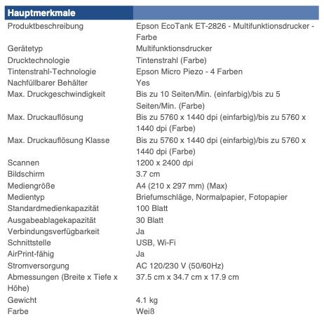 Epson Drucker: gebrauchter Epson ET-2826 Tintenstrahl Multifunktionsdrucker – Gebraucht aus Meierskappel von fs6344 9