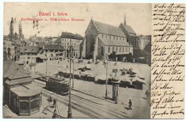 BASEL i. Schw. - Barfüsserplatz u. Historisches Museum, Tram