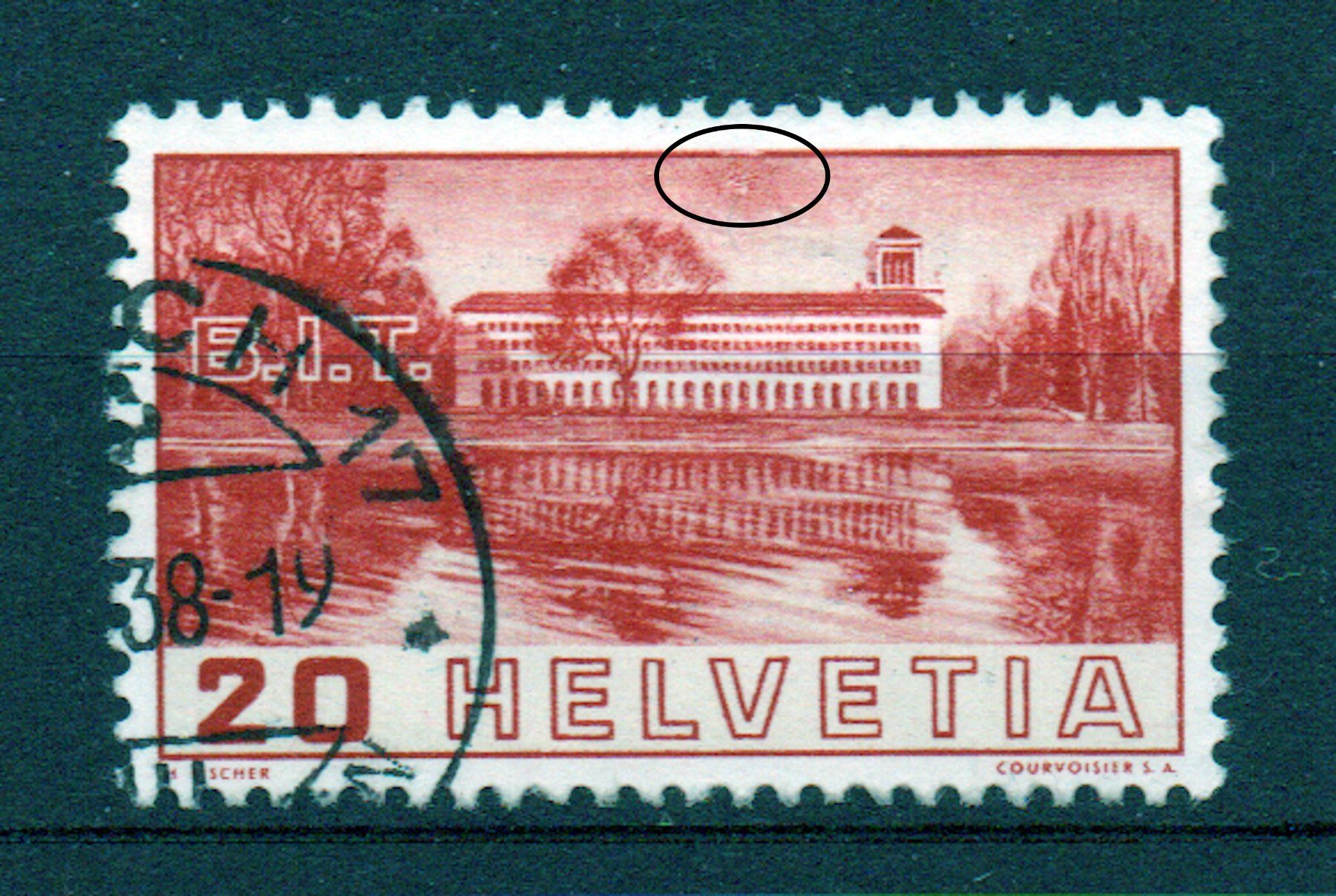 Alle Briefmarken: CH-211 Abart Retusche im Himmel o – Gebraucht aus Ebikon von bowito