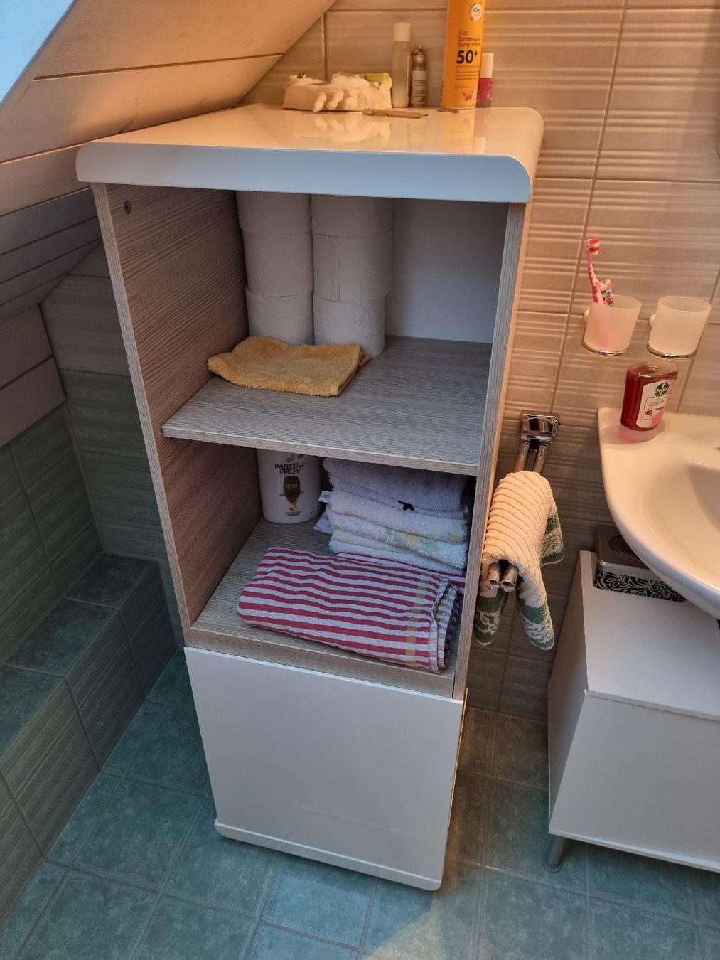 Scaffali: Badezimmerregal weiss Holzoptik mit Ablagefächern – Usato da Elsau venduto da musti6