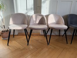 3x Samt Esstisch Stühle micasa Rosa, gebraucht