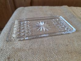 Kristall Glas Butter Platte Schale 18 x10 x 1 cm