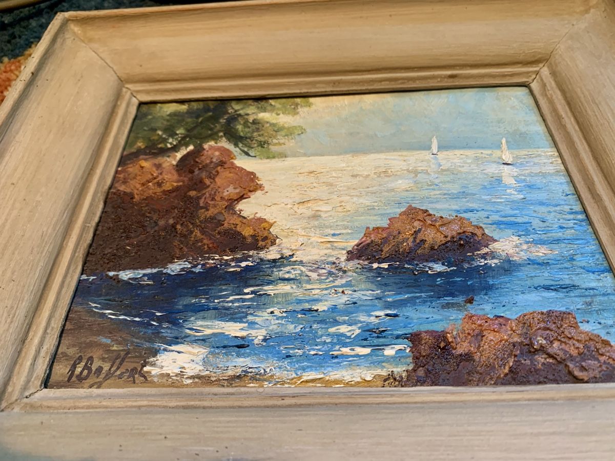 Dipinti: Gemälde mit Meerblick und Segelbooten, handsigniert. – Usato da Wallisellen venduto da Died 3